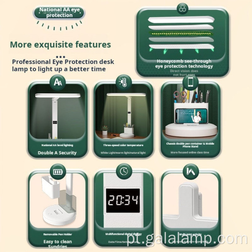 Candeeiro de mesa LED regulável para proteção ocular